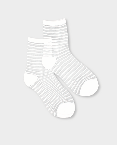 Transparente Socken | Fußtapete - Weiße Streifen