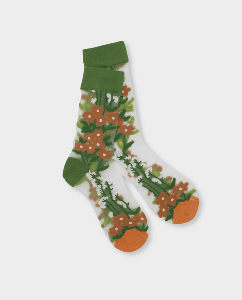 Sheer Socks | Foot Wallpaper - White Flower Vine