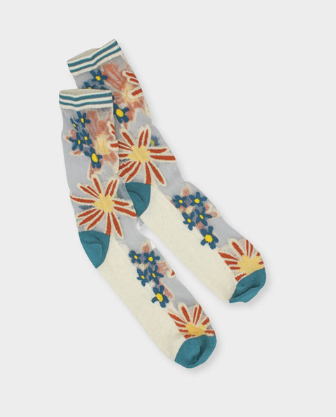 Transparente Socken | Fußtapete - Matrosenblümchen